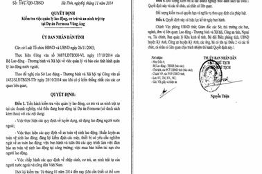 Lập đoàn kiểm tra lao động người nước ngoài tại Formosa