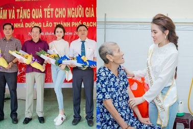 Hoa Hậu Thư Dung thăm hỏi, trao quà cho trẻ khuyết tật, người già neo đơn