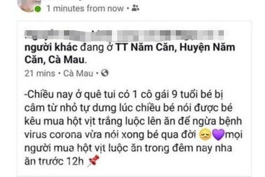 Chia sẻ “ăn hột vịt trắng ngừa corona”, bị phạt 10 triệu đồng