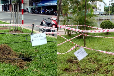 Xuất hiện 2 hố sâu ven đường Trường Sa