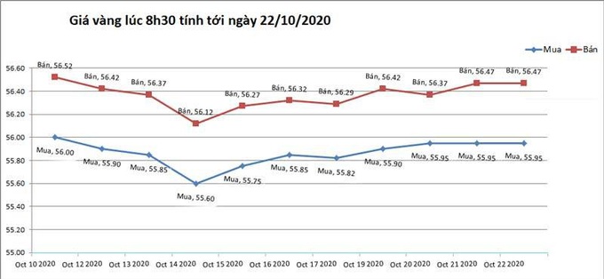 Giá vàng trong nước quang mốc 56 triệu đồng/lượng - Ảnh 1.