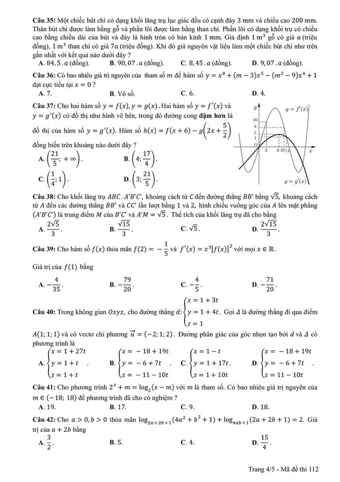 Đáp án và đề thi THPT Quốc gia môn Toán 3 năm gần nhất - Ảnh 11.