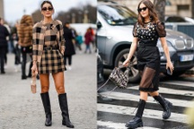 Bí kíp diện váy với giày boots để trông sành điệu, tôn dáng
