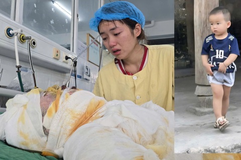 “Anh ơi, tỉnh lại đi! Tỉnh lại nhìn em này! Con đang ở nhà chờ…”