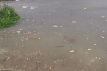 Lạng Sơn mưa lớn, nhiều tuyến đường phố chìm trong biển nước