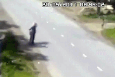 Vì sự bất cẩn của người lớn, em bé sang đường suýt bị xe đâm