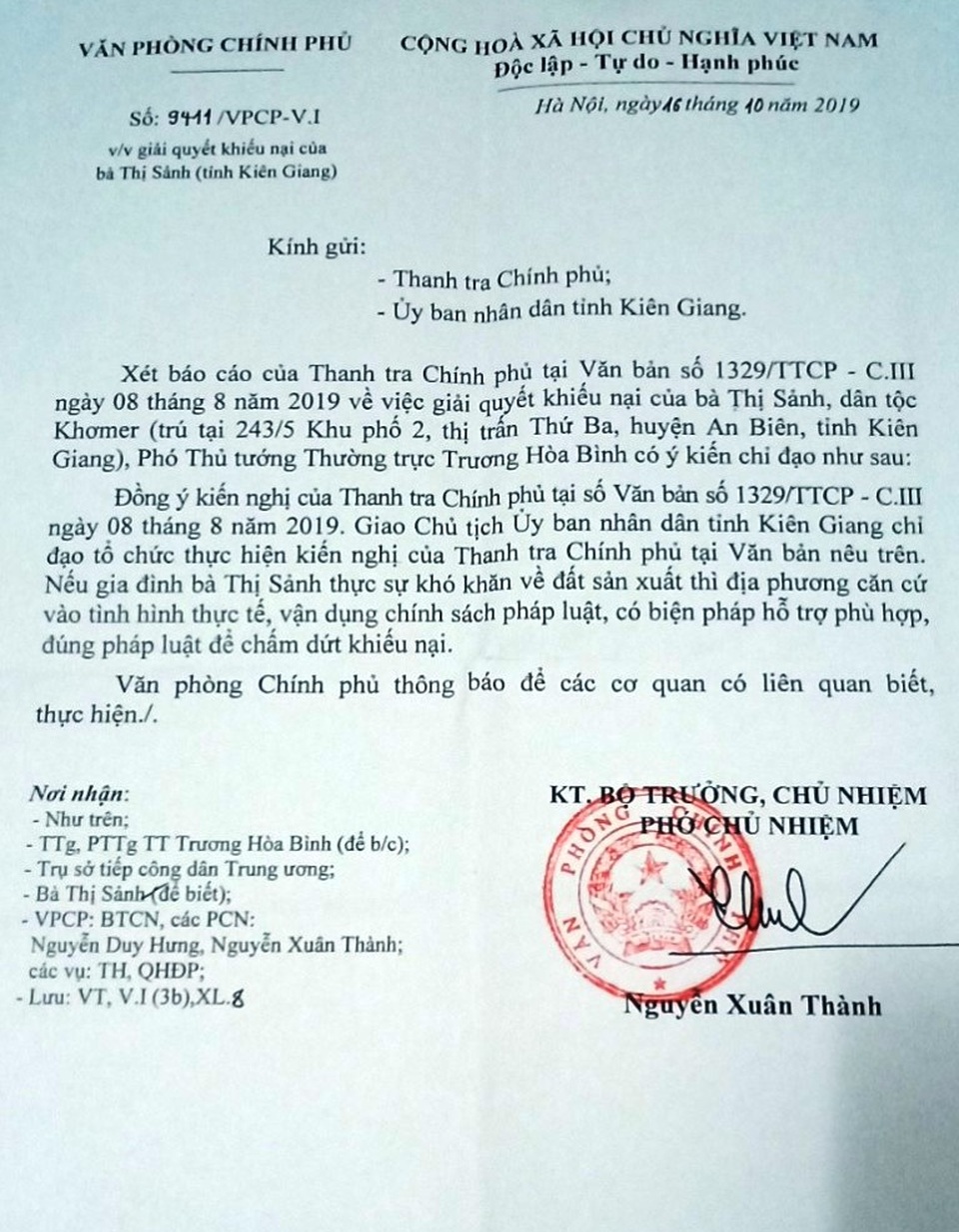 Cụ bà ròng rã đi đòi đất kiến nghị hỗ trợ, Chủ tịch Kiên Giang bác yêu cầu - 7 Cụ bà ròng rã đi đòi đất kiến nghị hỗ trợ, Chủ tịch Kiên Giang bác yêu cầu - 7