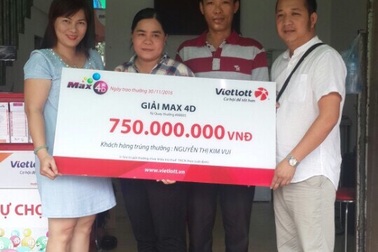 Xổ số loại MAX4D có người trúng giải đặc biệt trị giá 750 triệu đồng