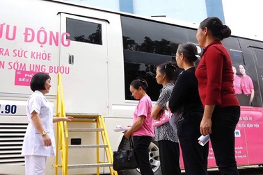 Các bà các chị xếp hàng tầm soát ung thư vú trên chiếc xe 12 tỉ đồng