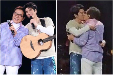 Thành Long vướng tranh cãi vì hành động "khóa môi" nam đồng nghiệp