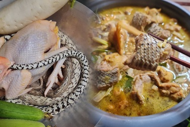 Lẩu rắn hổ nguyên da gây khiếp vía, chủ nhà khen "vượt nỗi sợ sẽ rất ngon"