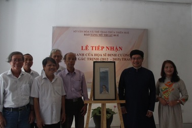 Tranh Đinh Cường vẽ bạn thân Trịnh Công Sơn được trao tặng Bảo tàng Huế