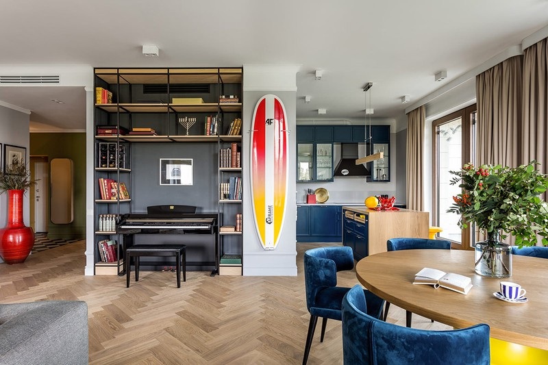 Ngôi nhà trang trí nội thất màu xanh và vàng lạ mắt - 5