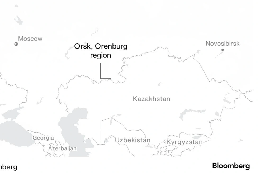 Khu vực bị ảnh hưởng nằm ở biên giới Nga, Kazakhstan (Ảnh: Bloomberg).