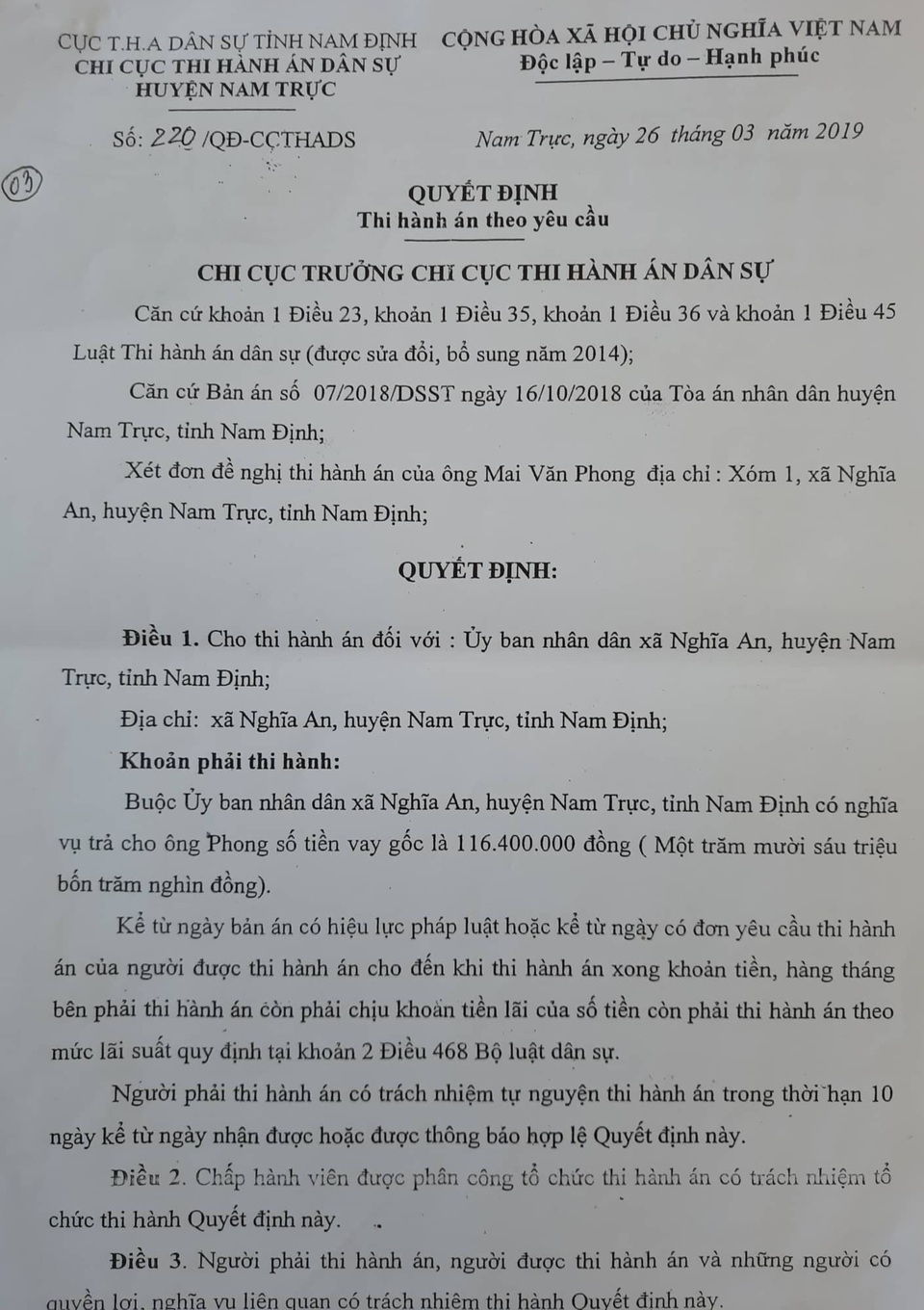 Xã vay tiền của dân 14 năm không trả: Bội tín, bất chấp pháp luật - 1 Xã vay tiền của dân 14 năm không trả: Bội tín, bất chấp pháp luật - 1