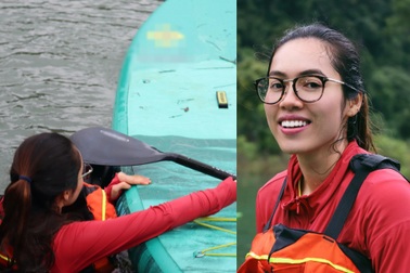 Á hậu Hoàng My kể bị rớt xuống nước khi đi du lịch mạo hiểm sau giãn cách