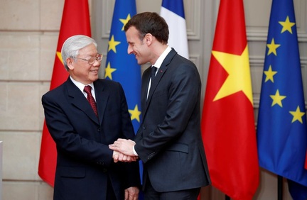Hình ảnh Tổng Bí thư Nguyễn Phú Trọng hội đàm với Tổng thống Pháp tại Điện Elysee