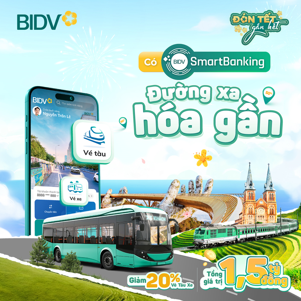 BIDV SmartBanking giảm 100.000 đồng/vé tàu, xe cho khách hàng di chuyển dịp Tết - 2 BIDV SmartBanking giảm 100.000 đồng/vé tàu, xe cho khách hàng di chuyển dịp Tết - 2