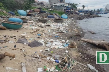 Bờ biển Nha Trang dưới chân Lầu Bảo Đại ngập rác
