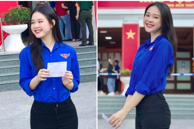 Á khôi Sinh viên Việt Nam tươi xinh trong màu áo Đoàn khi đi bầu cử