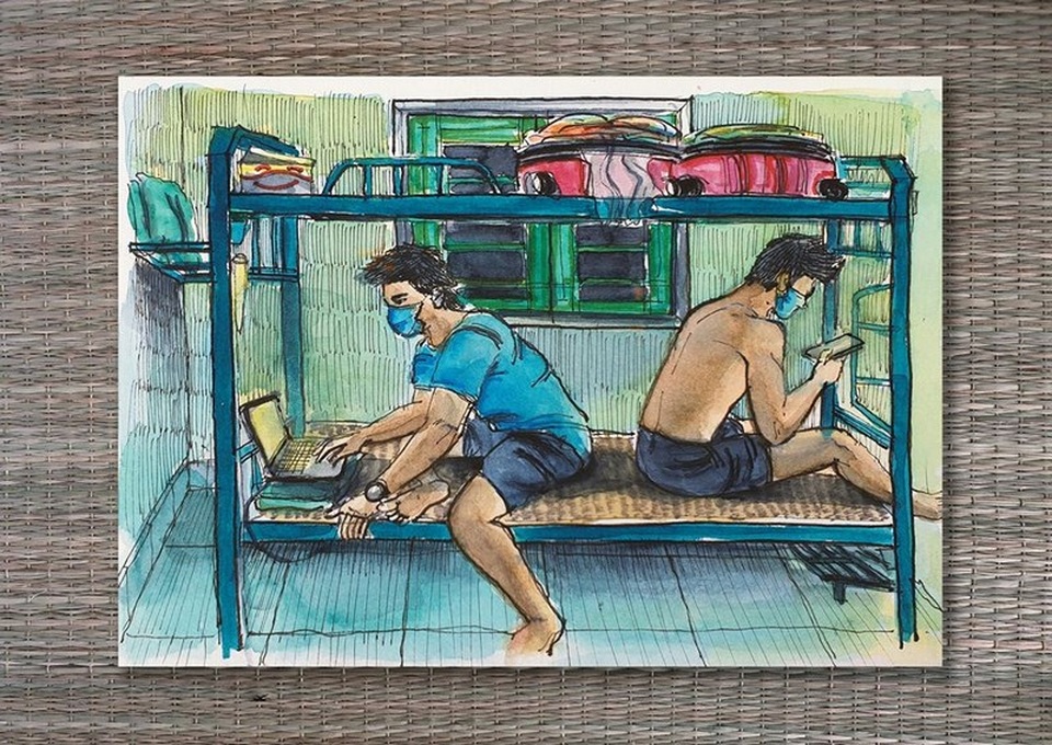 Du học sinh 9x ký họa đầy cảm xúc về cuộc sống ở khu cách ly - 10