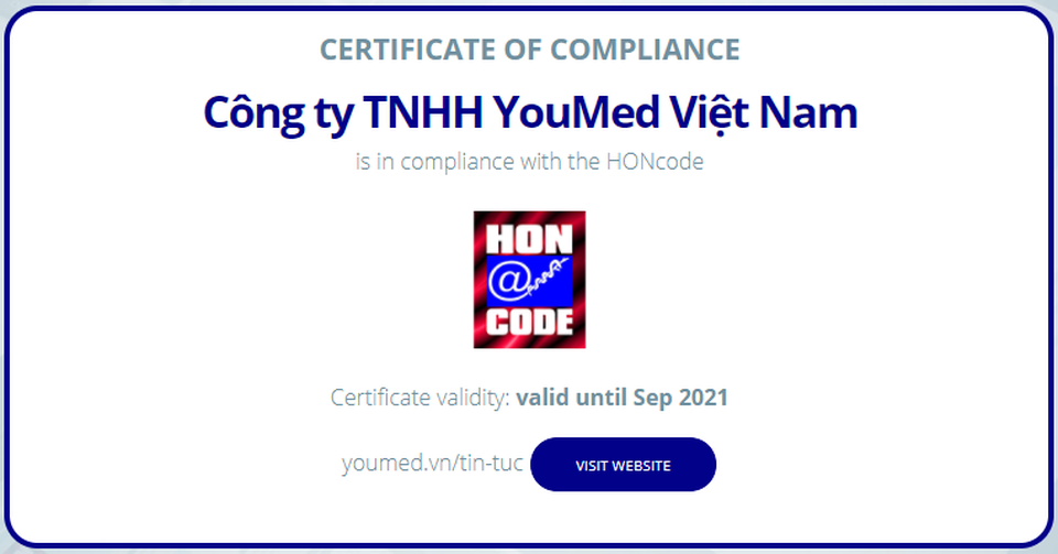 Trang tin Y tế YouMed đạt chứng nhận HONcode - 2 Trang tin Y tế YouMed đạt chứng nhận HONcode - 2