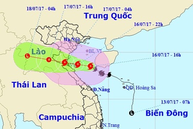 Đêm nay bão số 2 sẽ vào vùng biển các tỉnh Thanh Hóa - Hà Tĩnh