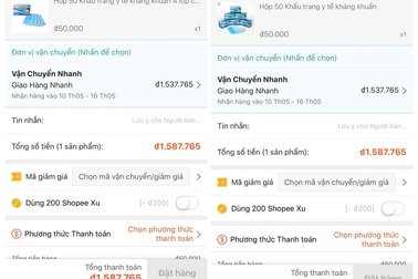 Mua hộp khẩu trang 50.000 đồng, tiền ship 1,5 triệu đồng