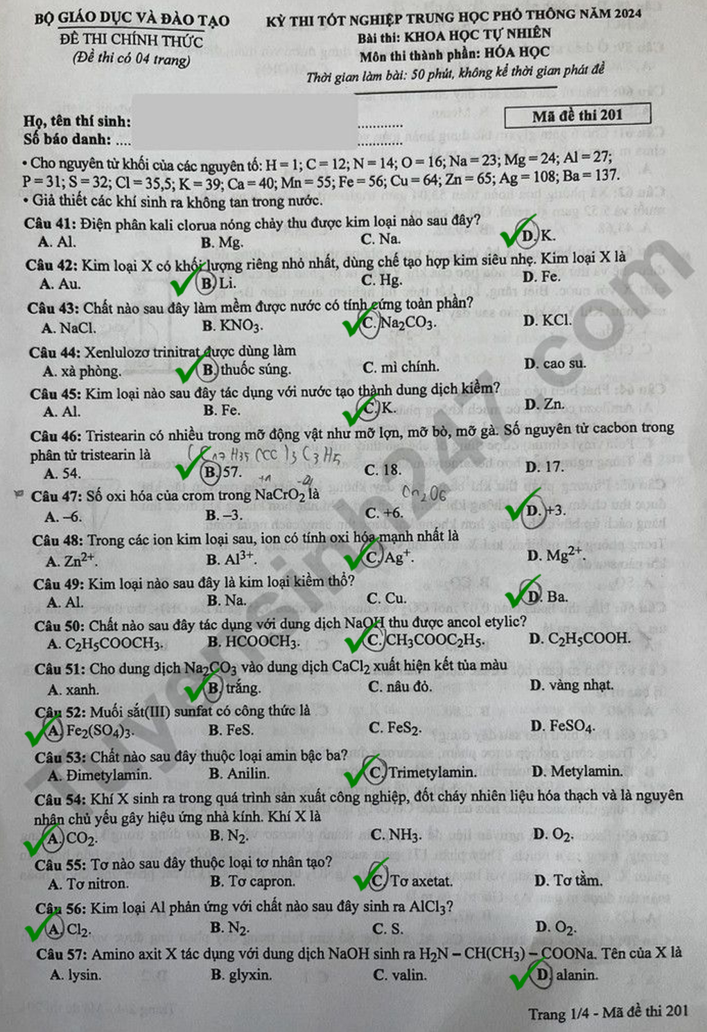 Cách xem đáp án tổ hợp khoa học tự nhiên cho thí sinh không mang đề thi về - 2 Cách xem đáp án tổ hợp khoa học tự nhiên cho thí sinh không mang đề thi về - 2