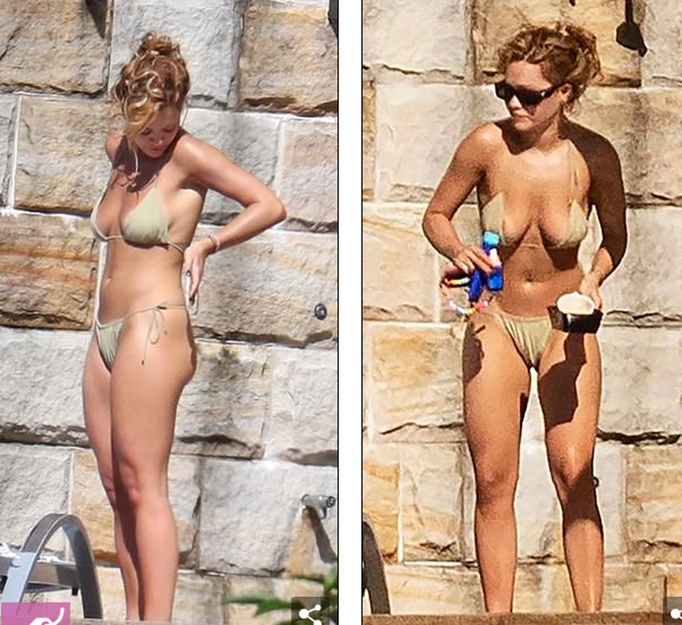 Mặc bikini hớ hênh, Rita Ora lộ hàng trên biển - 2