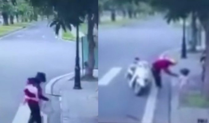Chiết xuất camera ghi lại hình ảnh đối tượng bắt cóc cháu bé.