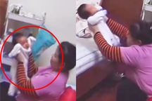 Mẹ chết lặng khi xem video con trai 1 tháng tuổi bị giúp việc quăng ném