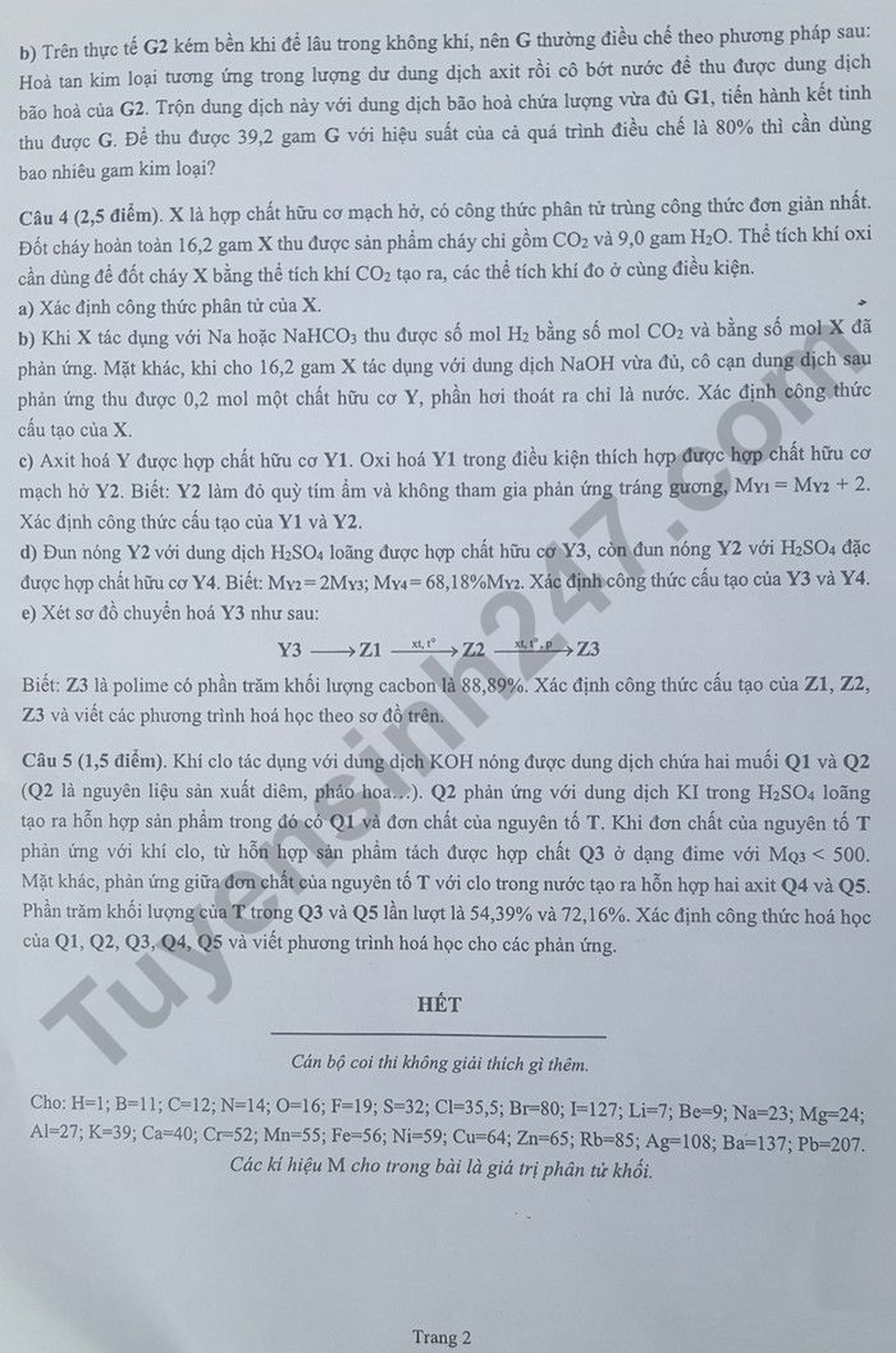 Đề thi vật lý, hóa học Chuyên Khoa học tự nhiên, kết thúc kỳ thi căng não - 2