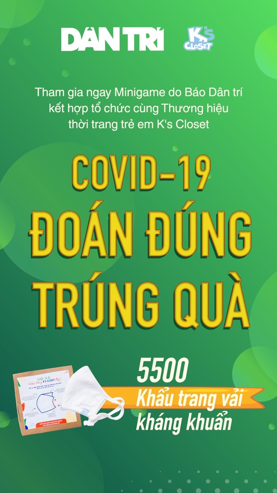 Minigame Covid -19: Đoán đúng - Trúng quà khẩu trang - 1 Minigame Covid -19: Đoán đúng - Trúng quà khẩu trang - 1