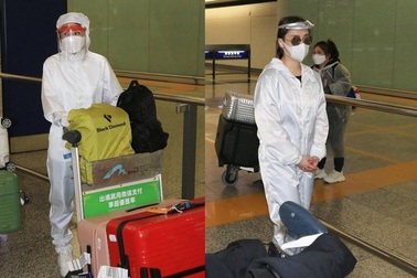 Thái Trác Nghiên, Chung Hân Đồng che kín người ở sân bay