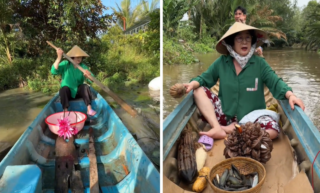 Mẹ chồng người Hàn Quốc gây sốt khi về miền Tây chèo thuyền, leo dừa - 3 Mẹ chồng người Hàn Quốc gây sốt khi về miền Tây chèo thuyền, leo dừa - 3