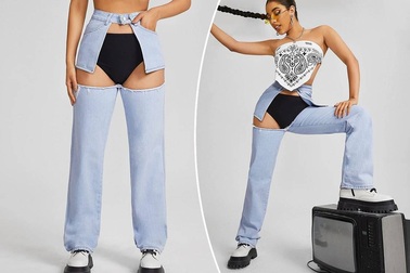 Choáng với mẫu quần jeans khoe... bikini