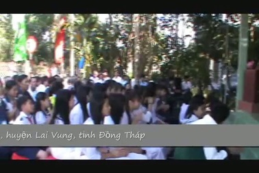 Quang cảnh lễ khởi công cầu Dân trí tại thị trấn Lai Vung, huyện Lai Vung, tỉnh Đồng Tháp