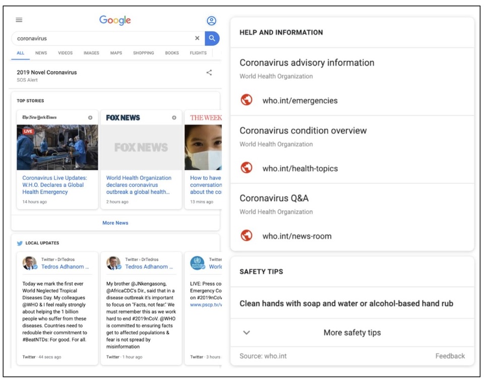 Google kích hoạt tính năng đặc biệt với các tìm kiếm về virus corona - 1 Google kích hoạt tính năng đặc biệt với các tìm kiếm về virus corona - 1