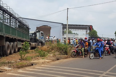 Xe container mất lái tông sập nhà dân, 6 người hốt hoảng tháo chạy