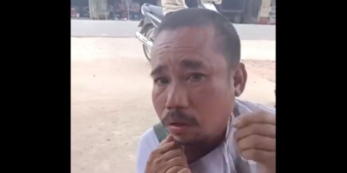 Dương Xuân Quang khi bị người nhà phát hiện bắt lại và bàn giao cho công an.