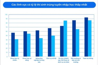 Các lĩnh vực có tỷ lệ thí sinh trúng tuyển nhập học thấp nhất 2 năm qua