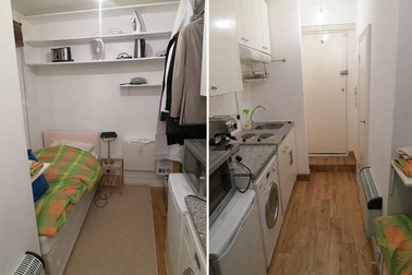 Căn hộ tí hon có giường cạnh kệ bếp cho thuê giá 34 triệu đồng/tháng