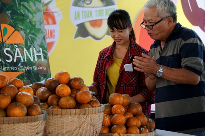 Cam sành Hàm Yên, Tuyên Quang được bán ở chợ phiên Tết tại TP HCM. Ảnh: Viễn Thông