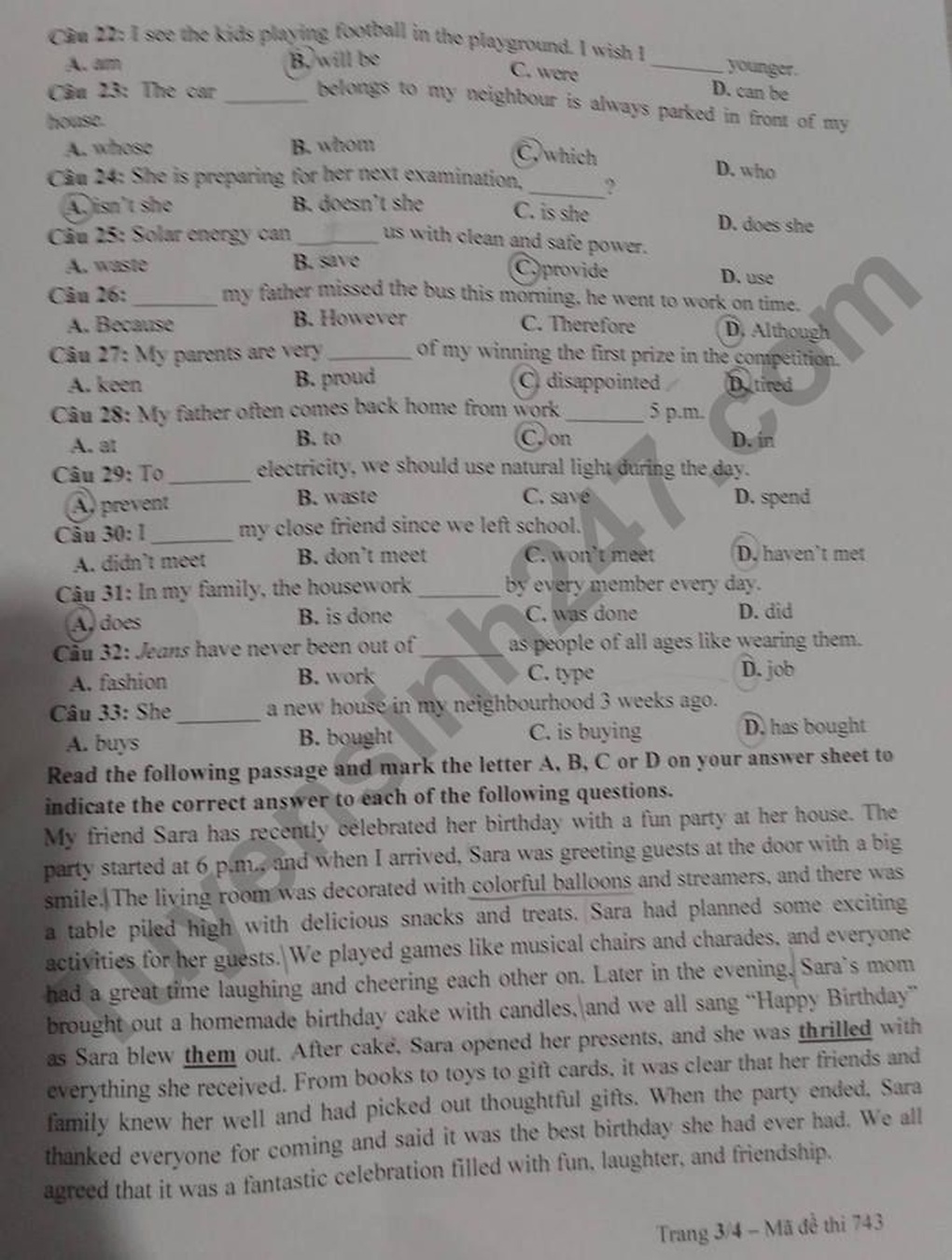 Đề thi và đáp án tất cả các môn thi vào lớp 10 năm 2024 tỉnh Tây Ninh - 8 Đề thi và đáp án tất cả các môn thi vào lớp 10 năm 2024 tỉnh Tây Ninh - 8
