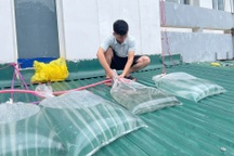 Ba người bị điện giật khi bơm nước vào túi bóng chặn mái tôn chống bão