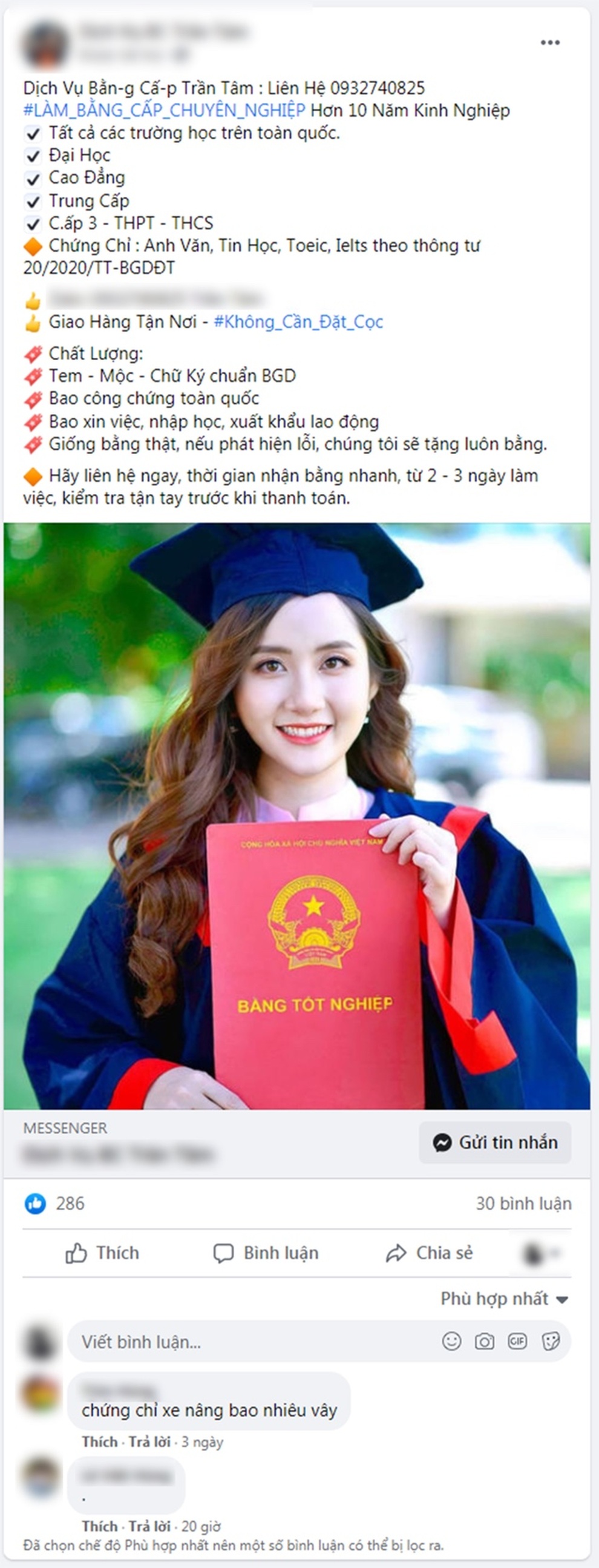 Thủ khoa Đại học Kiểm sát cầu cứu vì hình ảnh bị quảng cáo làm bằng giả - 2 Thủ khoa Đại học Kiểm sát cầu cứu vì hình ảnh bị quảng cáo làm bằng giả - 2