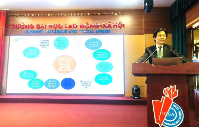 PGS. TS Đinh Văn Toàn, Phó Giám đốc Trung tâm kiểm định chất lượng giáo dục - ĐHQGHN đánh giá cao những nỗ lực của nhà trường trong bảo đảm chất lượng đào tạo, tạo tiền đề cho những bước tiến quan trọng của trường trong giai đoạn mới.