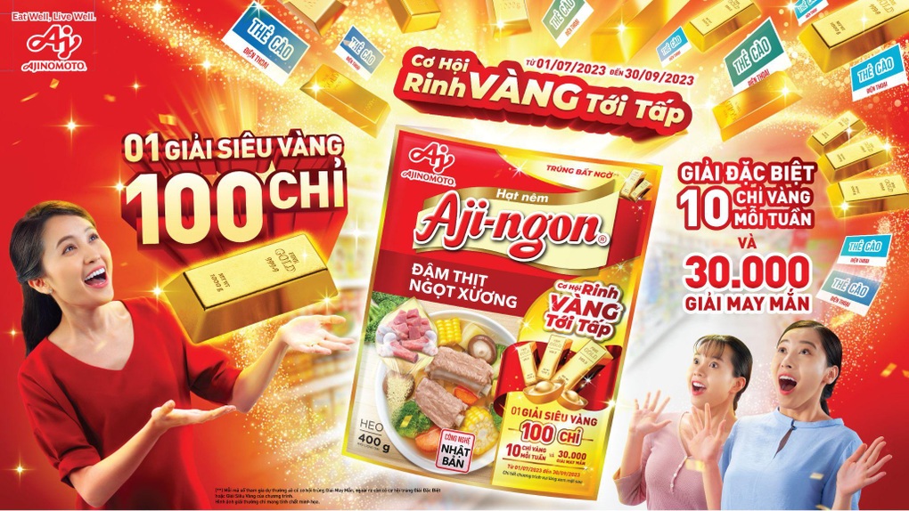 Cơ hội nhận vàng PNJ 24K trong mỗi gói hạt nêm Aji-ngon Heo - 1 Cơ hội nhận vàng PNJ 24K trong mỗi gói hạt nêm Aji-ngon Heo - 1