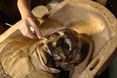 Trong xác ướp 2500 tuổi là một... cán chổi